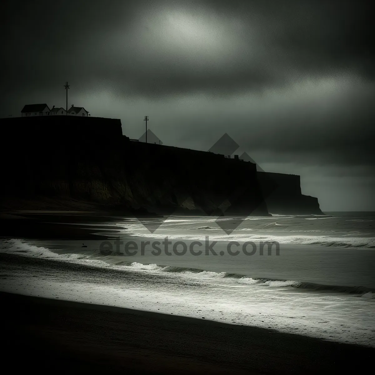 Picture of Sunset Shipwreck - Serene Ocean Landscape