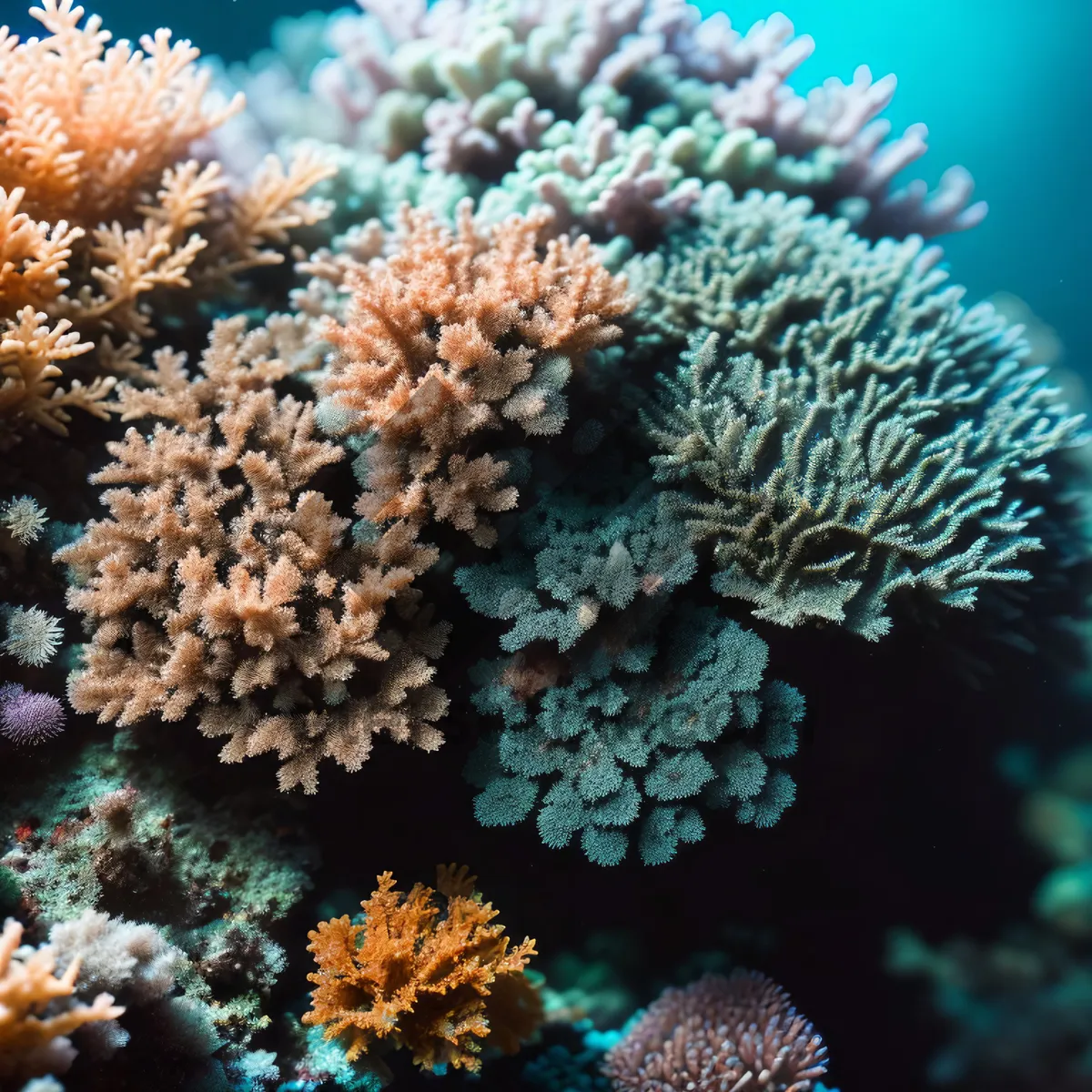 Picture of Colorful Coral Reef Life in Sunlit Ocean