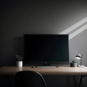 Modern Home Office Setup with Stylish Monitor