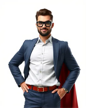 Attractive businessman with confident smile in corporate office.