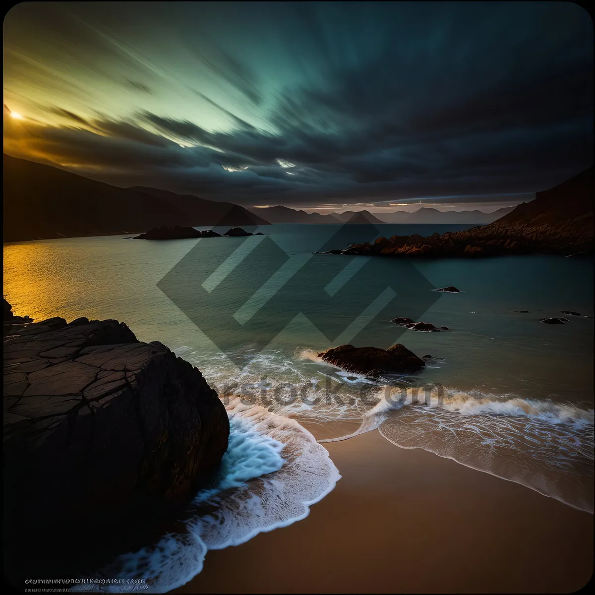 Picture of Serene Sunset Over Ocean Waves