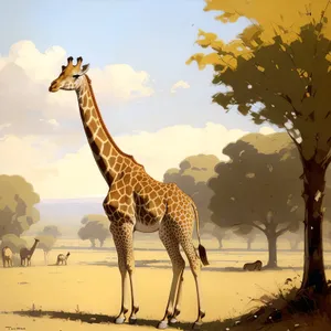 Majestic Wild Mammal: Giraffe in Safari