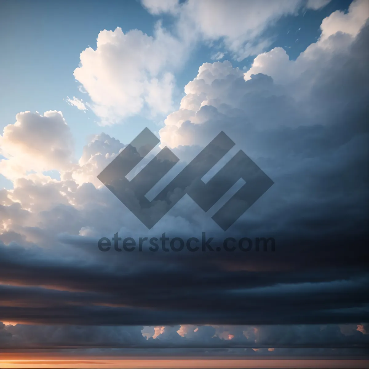 Picture of Vibrant Summer Sky with Fluffy Clouds