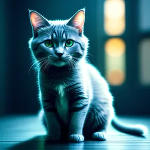 Fluffy Gray Tabby Kitten with Whiskers