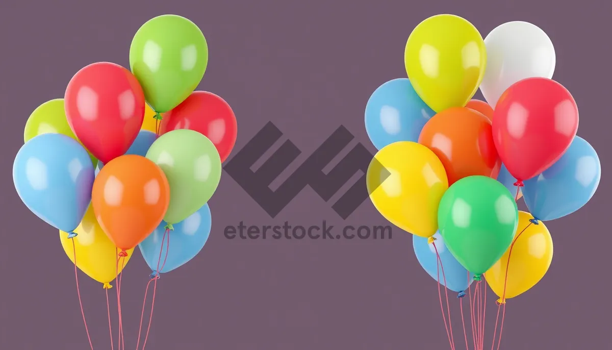 Picture of Colorful Balloon Party Decoration with Ribbons and Helium