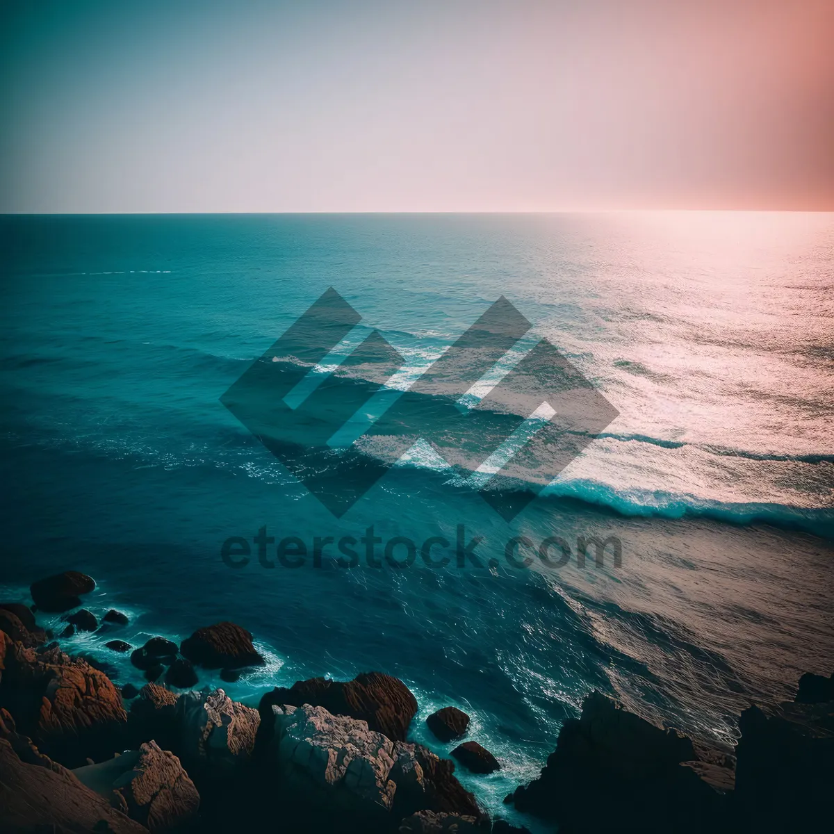 Picture of Serenity at Sunset: Coastal Waters Embrace the Horizon