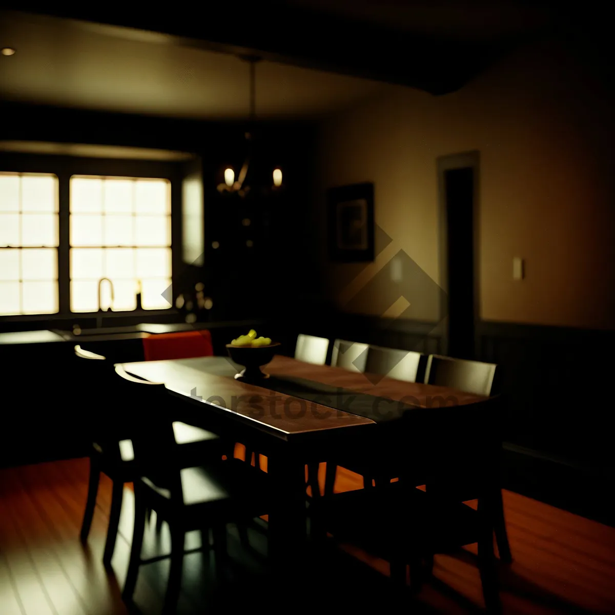 Picture of Modern Kitchen with Stylish Dining Table and Chairs