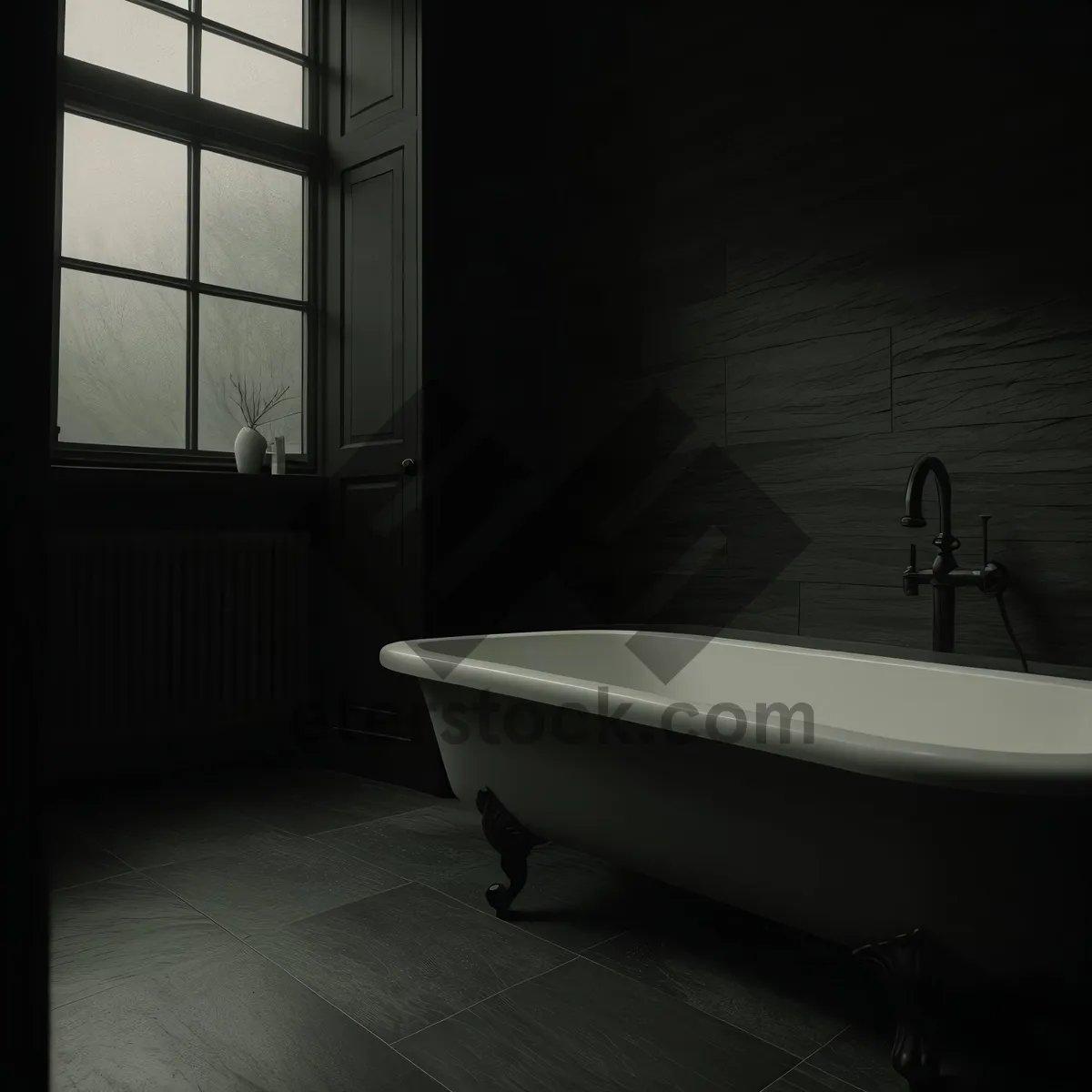 Picture of Modern bathroom bliss: sleek tub and clean lines.