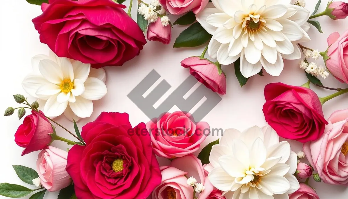 Picture of Romantic pink rose bouquet for Valentine's Day celebration.