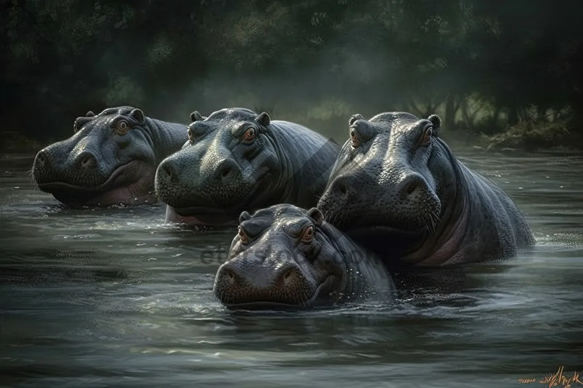 Picture of Wildlife in the park: Hippopotamus at water reserve.