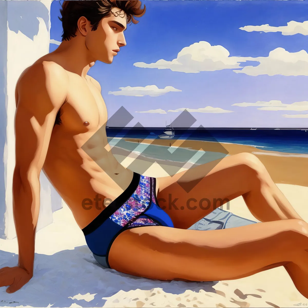 Picture of Exquisite Summer Beachwear: Sexy Model Relaxing in Swimsuit