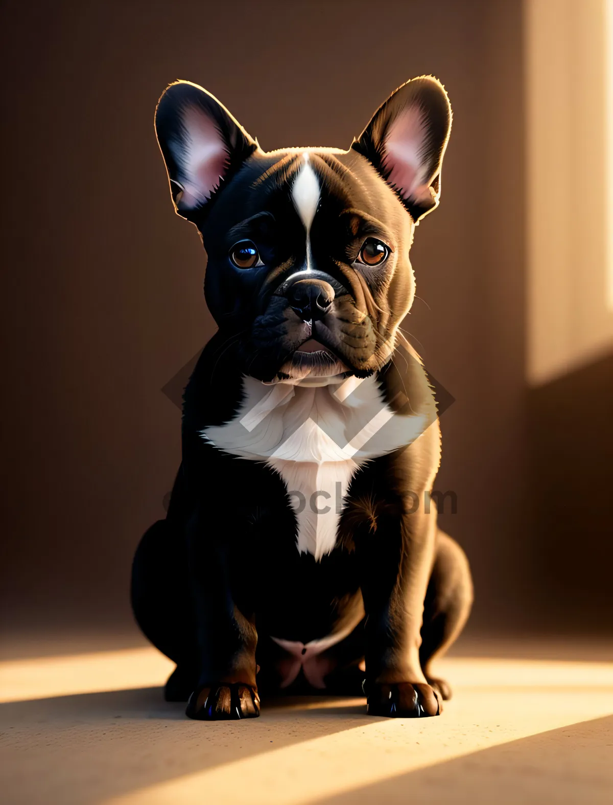Picture of Cute Brown Terrier Puppy with Wrinkles