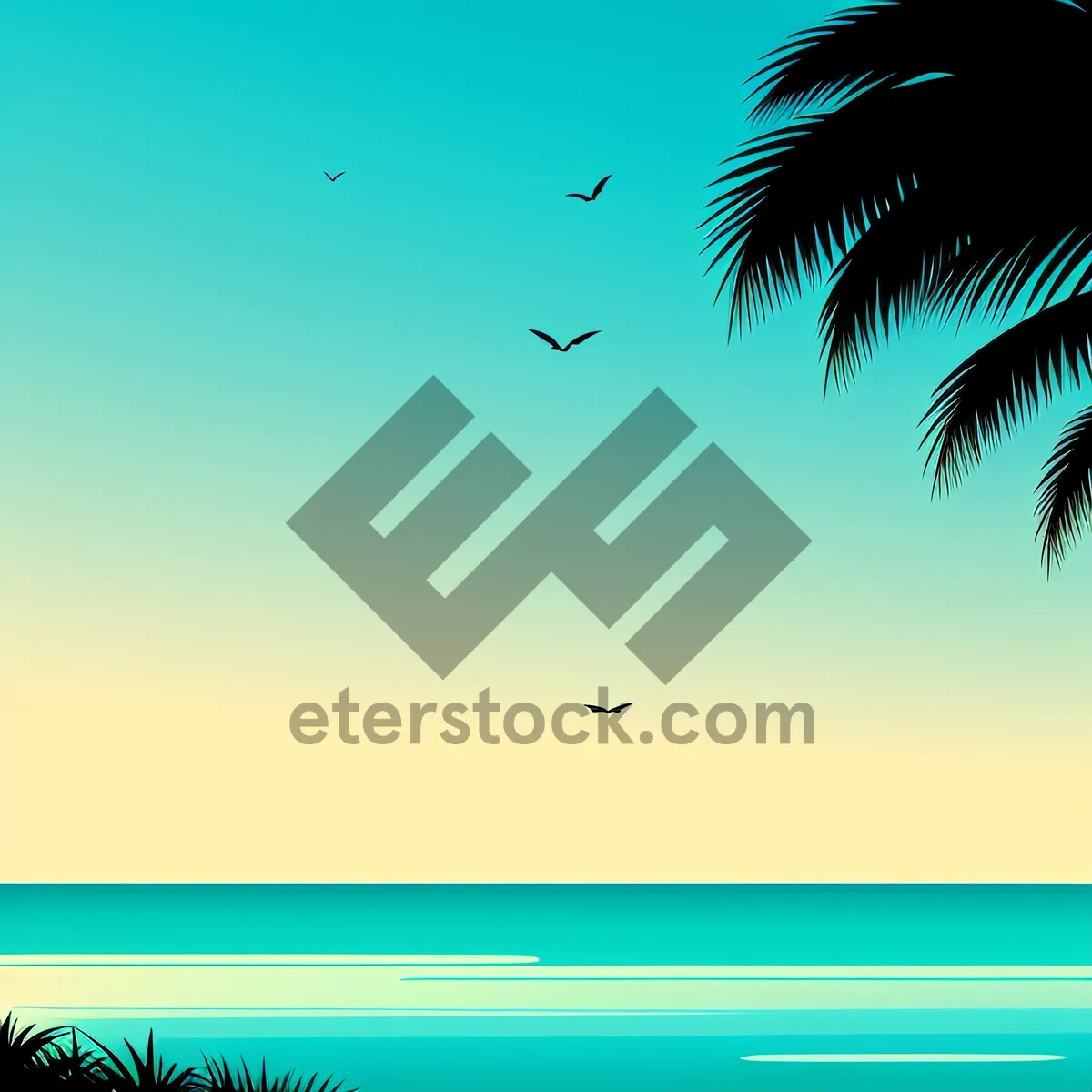 Picture of Tropical Paradise: Palm Trees and Sky