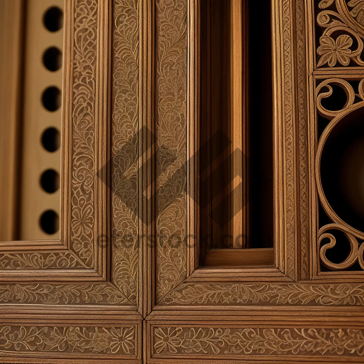 Picture of Ornate Wooden Door with Carved Architecture