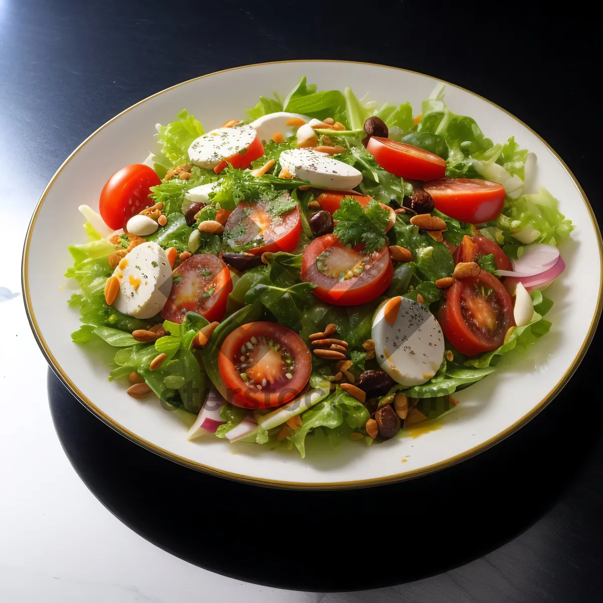 Picture of Delicious Gourmet Salad with Fresh Vegetables and Cheese