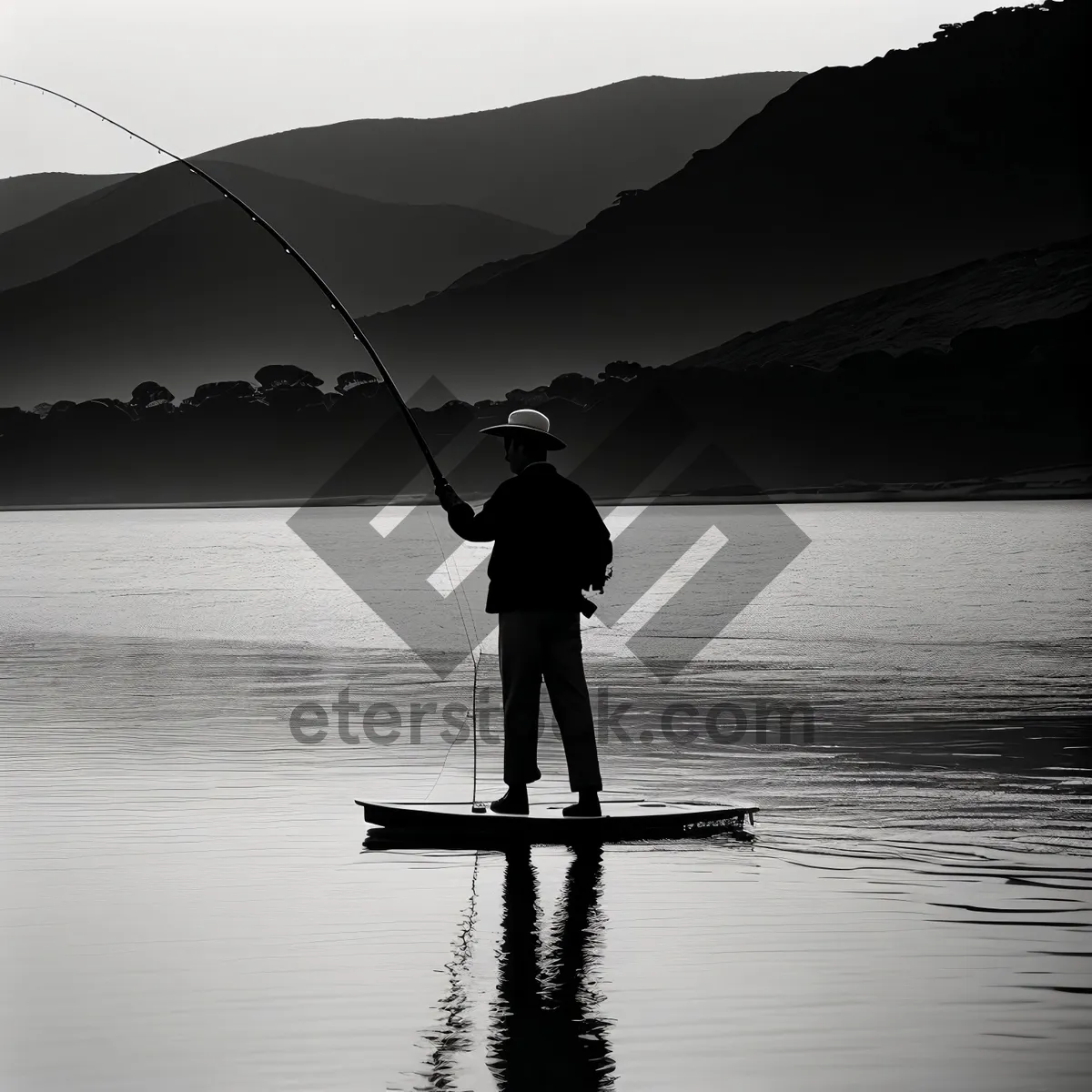 Picture of Sunset Fishing: Serene Reflections on Water