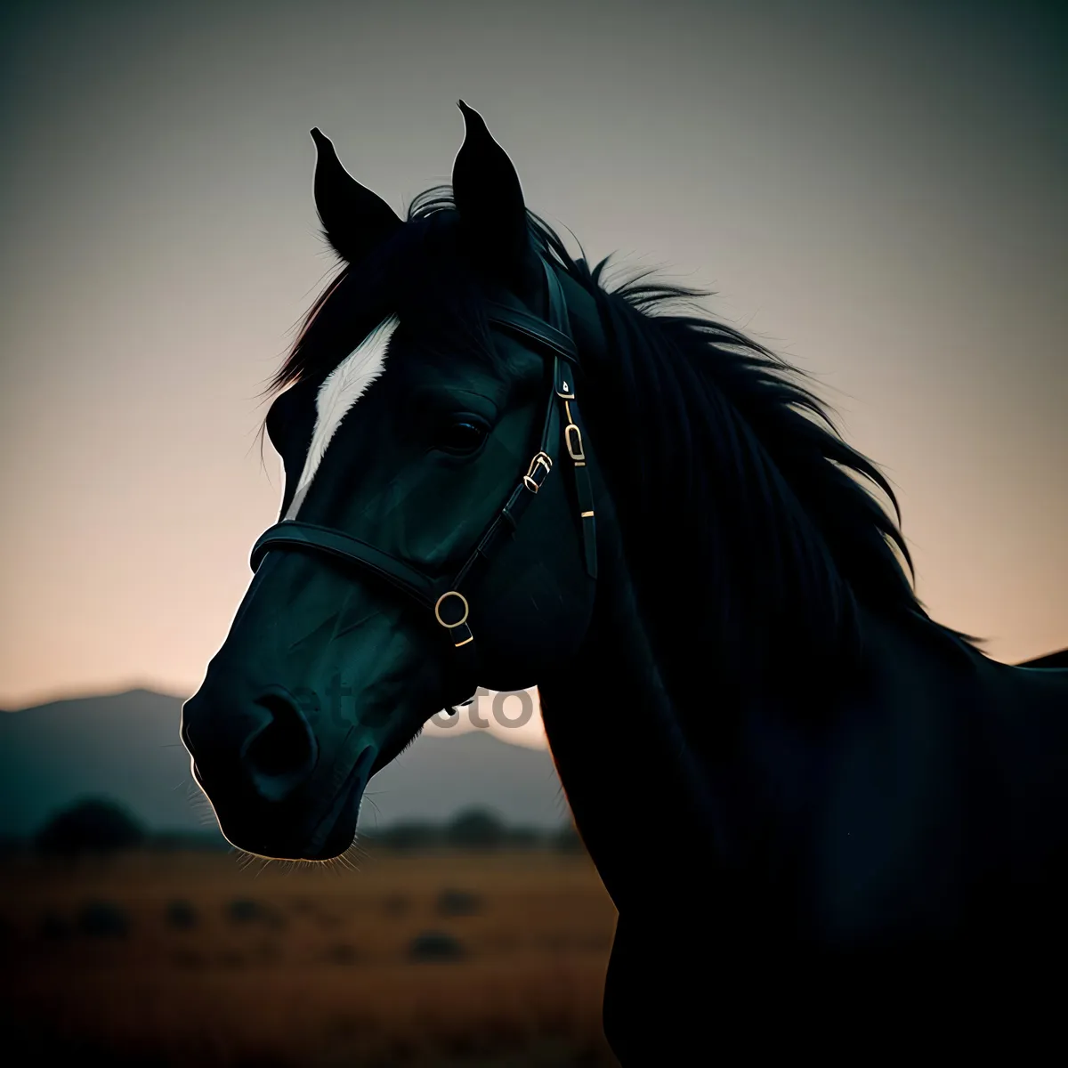 Picture of Majestic Thoroughbred Stallion in Field