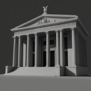 Classical Government Temple: Iconic Stone Capitol with Skyline+Famous Statue