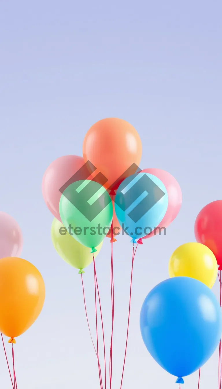 Picture of Colorful balloon party decoration - Festive celebration with helium balloons.