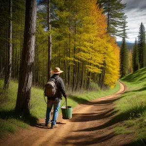 Autumn Hiking Path through Woods