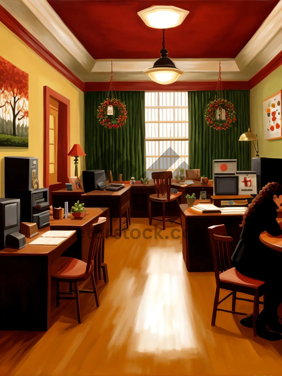 Picture of Modern Luxury Dining Room with Stylish Wooden Furniture