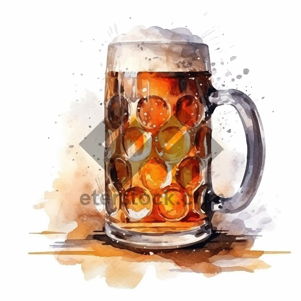 Picture of Golden beer mug with frothy bubbles at bar.