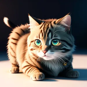 Fluffy Gray Tabby Cat with Whiskers and Curious Eyes