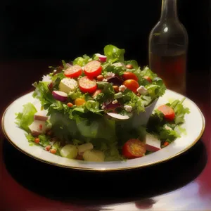 Healthy Vegetable Salad with Fresh Organic Ingredients.