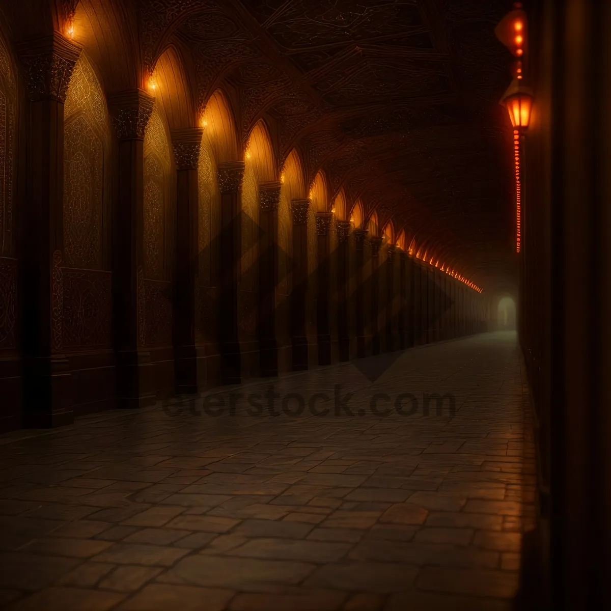 Picture of Nighttime Illumination: Vintage Candle Holder in Historic City Building