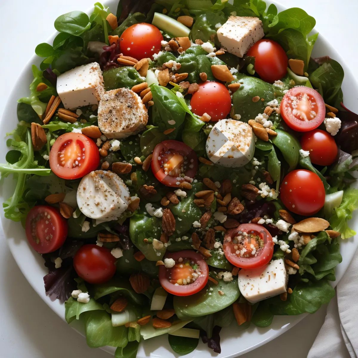 Picture of Delicious Gourmet Salad with Fresh Vegetables and Cheese