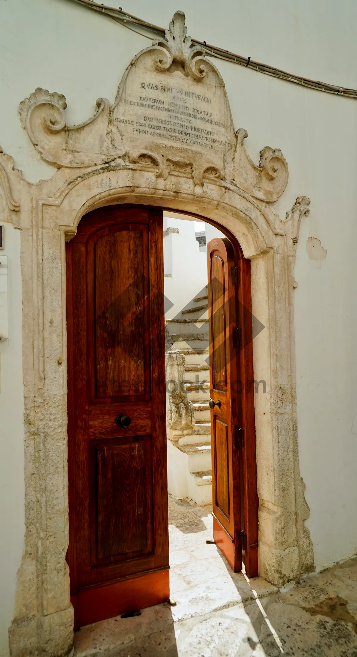 Picture of Ancient Church Exterior with Ornate Doorway