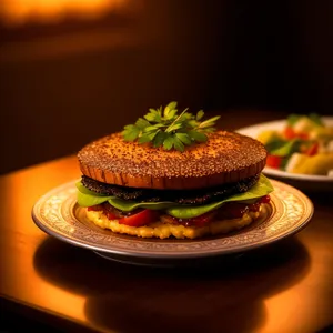 Grilled Gourmet Beef Burger with Fresh Vegetables