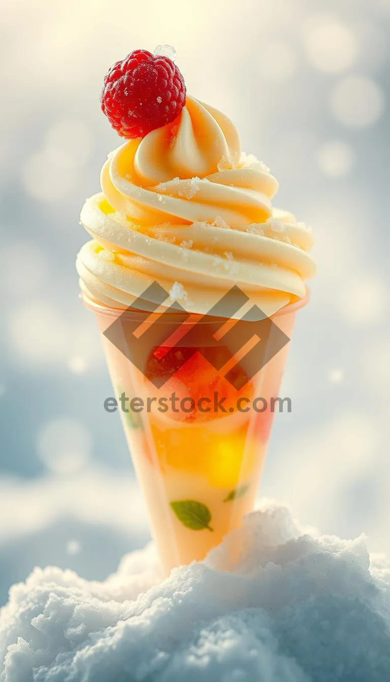 Picture of Healthy Orange Fruit Juice with Ice and Cream