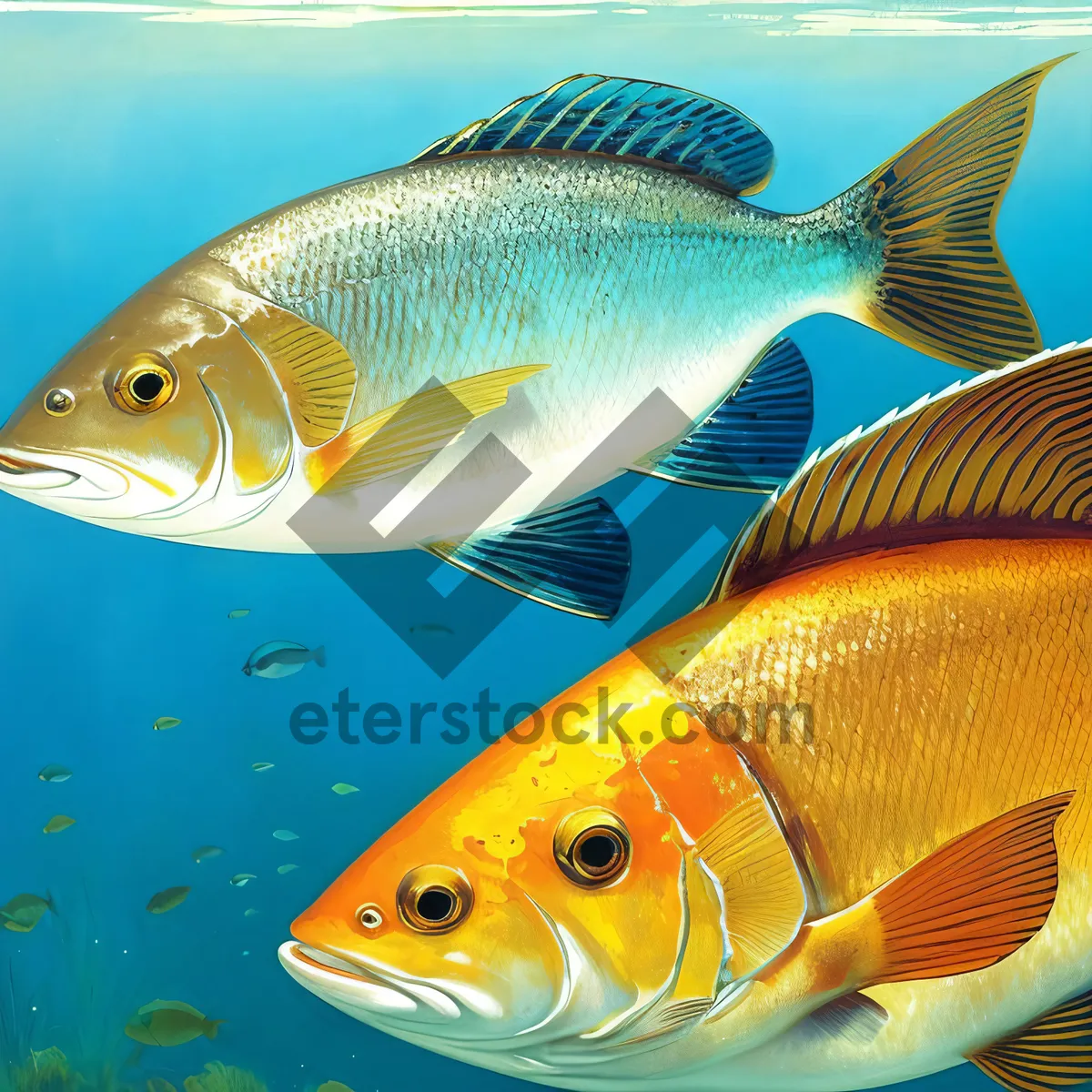 Picture of Colorful Goldfish Swimming in Aquarium