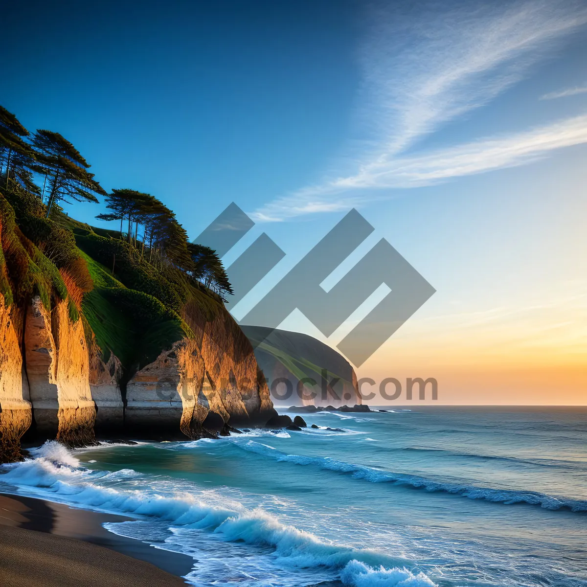 Picture of Exotic Tropical Beachscape with Turquoise Waves