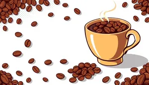 Coffee cup on modern cafe table