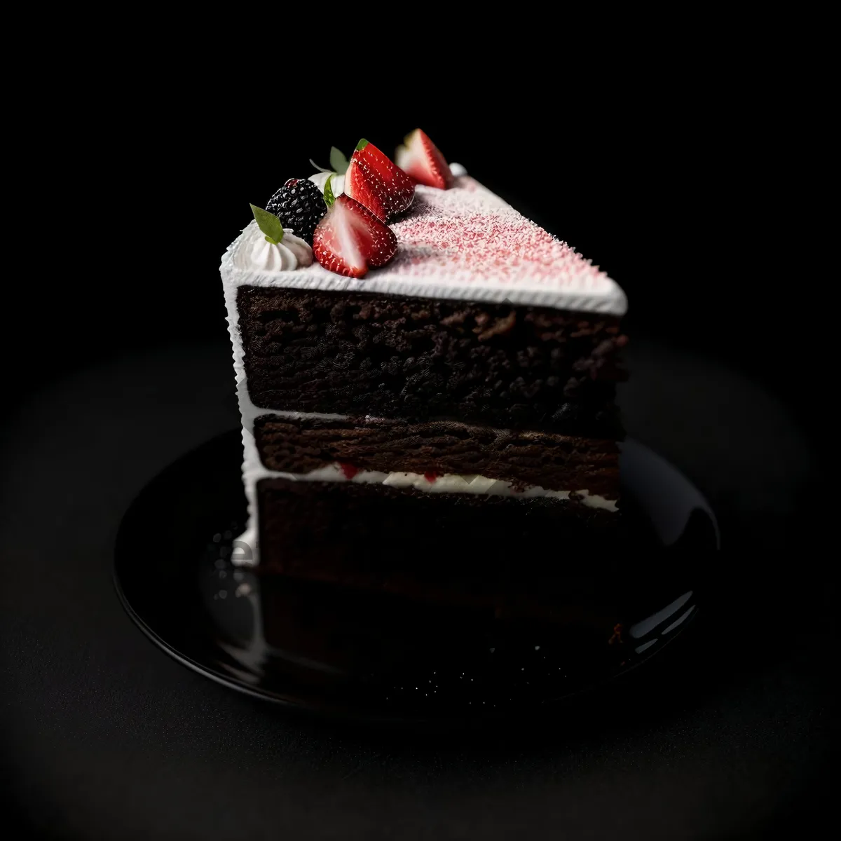 Picture of Creamy Chocolate Fruit Cake Dessert Plate