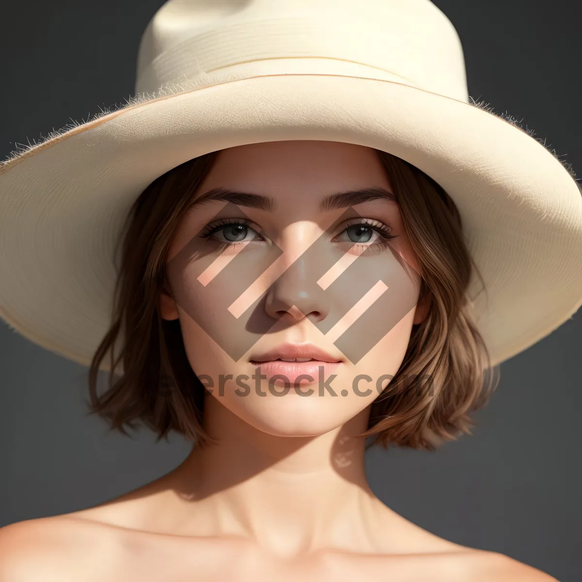 Picture of Stylish Cowboy Hat Portrait of Attractive Fashion Model