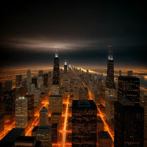 Stunning Nighttime Skyline in Modern Metropolis