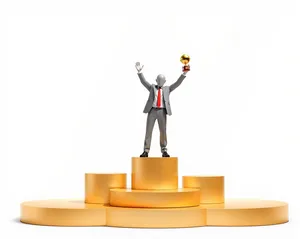 Bronze man silhouette in 3D cartoon style art.