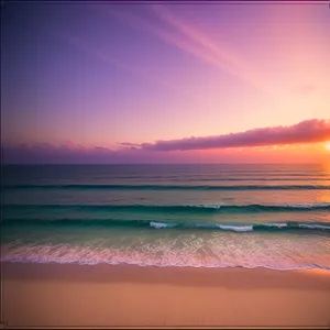 Idyllic Tropical Sunset over Tranquil Beach