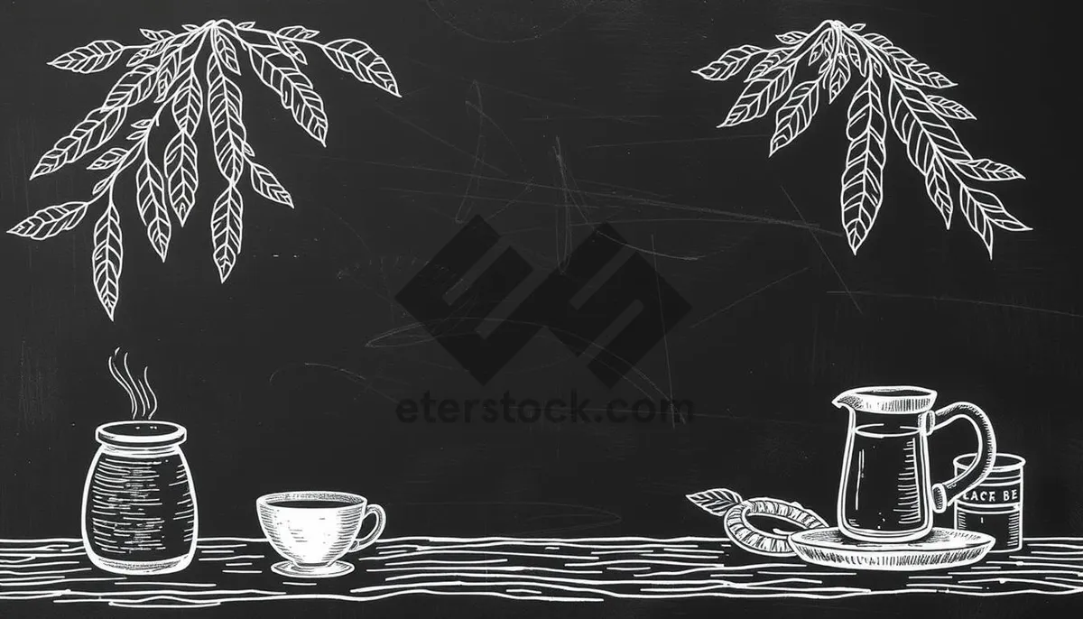 Picture of Black coffee cup on blackboard