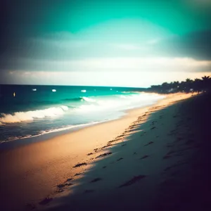 Serene Tropical Beach Sunset in Paradise