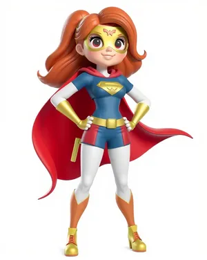 Superhero with cape cartoon drawing.