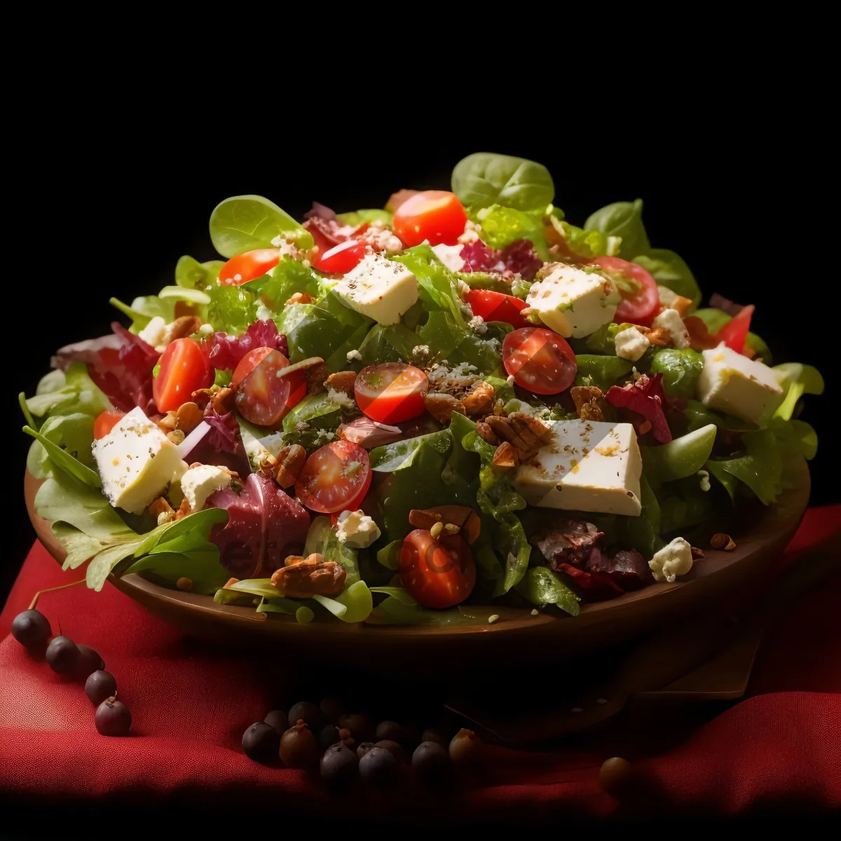 Picture of Fresh Vegetable Salad with Tasty Sauce and Meat