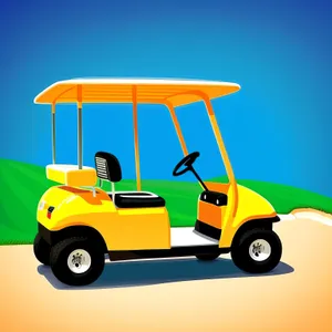 Golfer in Golf Cart on Course