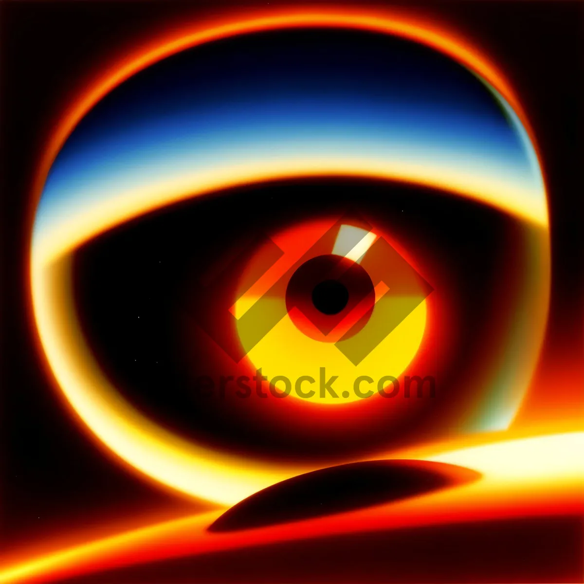 Picture of Digital Light Circle Art in Black and Orange
