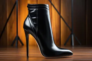 Arctic elegance: classic black leather heel boots.