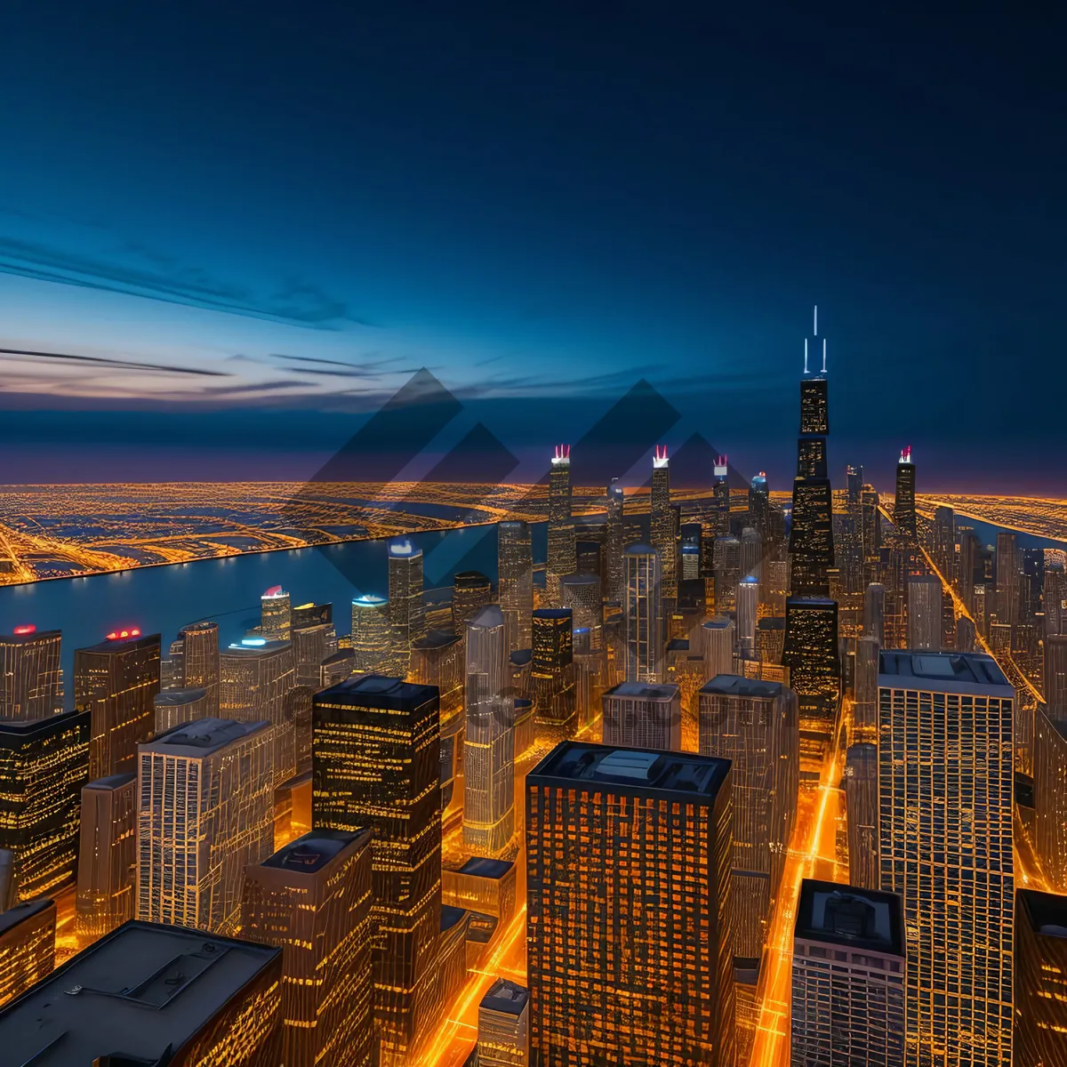 Picture of Cityscape at Sunset: Modern Skyline Illuminated