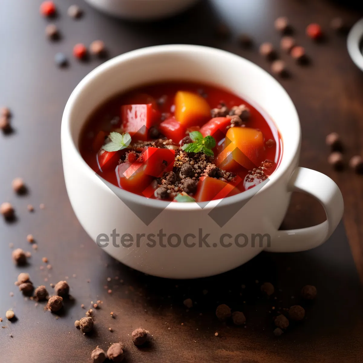 Picture of Gourmet vegetable soup with a garnish of parsley